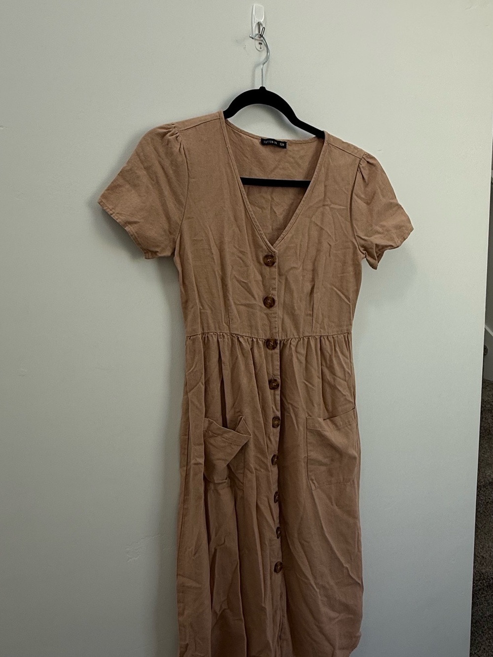 Cotton On Tan Button-Front Midi Dress